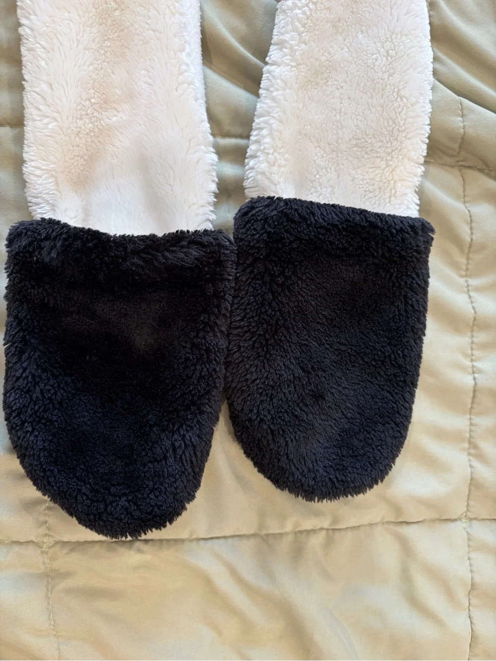 Kids Plush Panda Hat - White and Black
